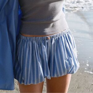 ZARA STRIPED MINI VOLUME SHORTS